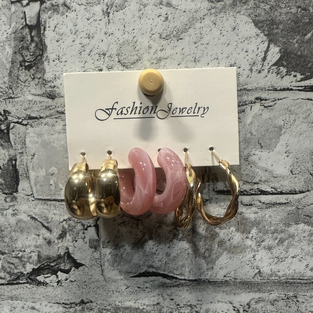 NWT Fashion Jewelry 3 Earring Set ( Small/ Medium Hoops)